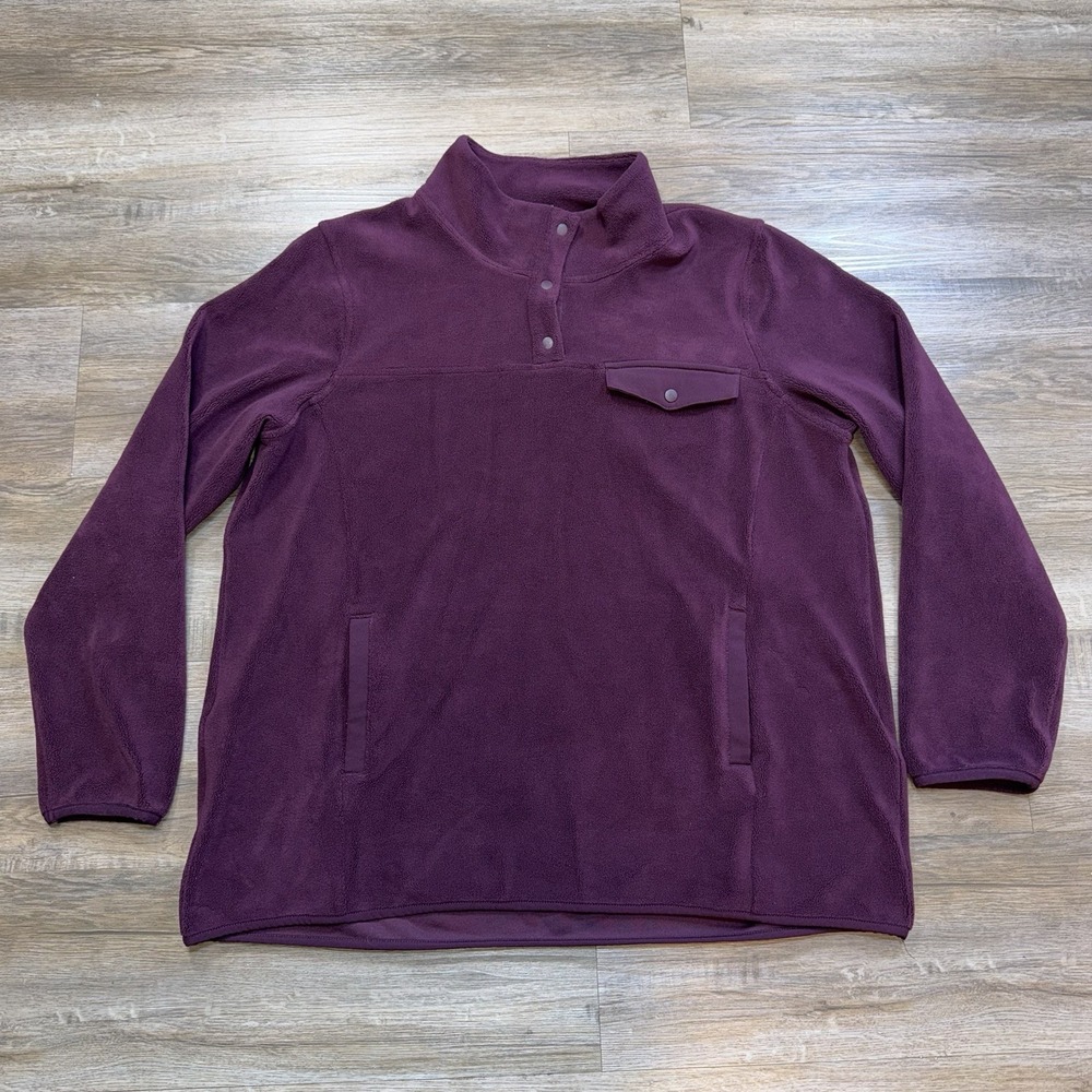 32 Degrees Heat Mid-Weight Snap Arctic Fleece Pullover Womens XL Grape Purple